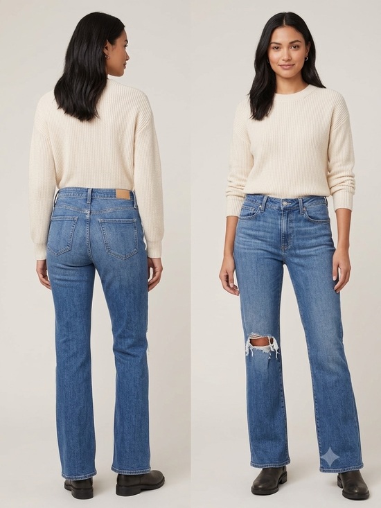 PAIGE Denim - PAIGE Leenah Y2K Distressed Jeans Womens 26 Ripped Knee Wide Leg Straight Denim
